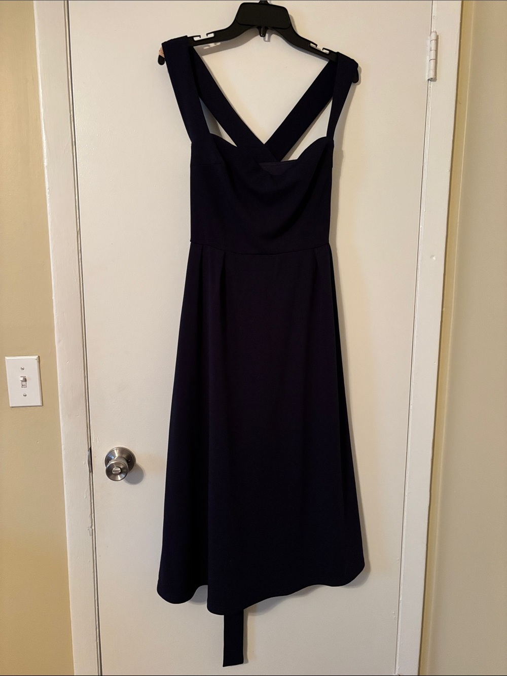 Cider Navy Cross-Strap Midi Dress
